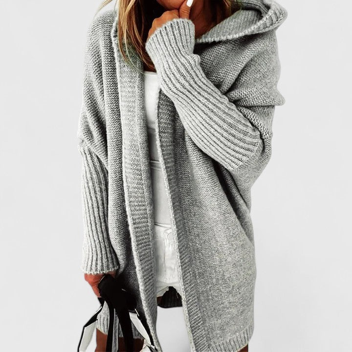 Langer Damen Cardigan mit Kapuze