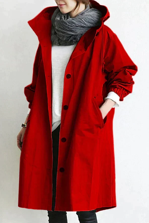 Regenmantel aus wasserabweisendem Stoff – Regenjacke mit großer Kapuze