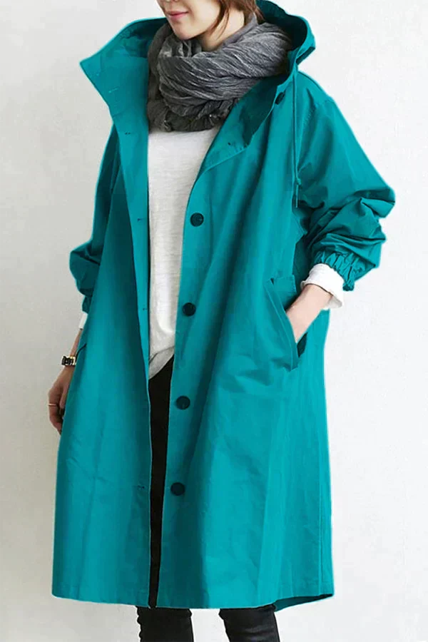 Regenmantel aus wasserabweisendem Stoff – Regenjacke mit großer Kapuze