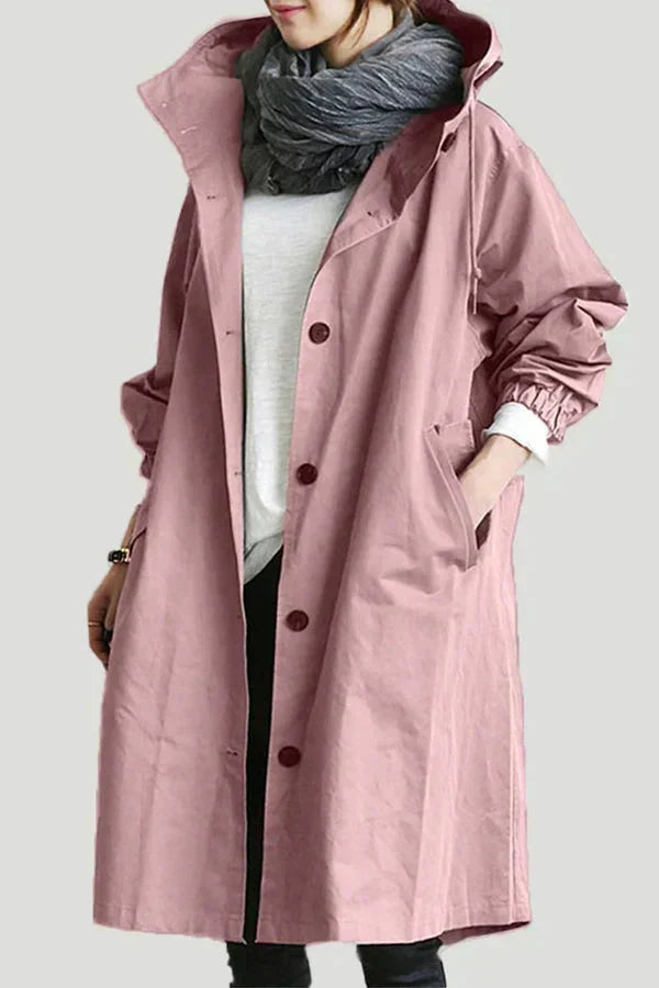 Regenmantel aus wasserabweisendem Stoff – Regenjacke mit großer Kapuze