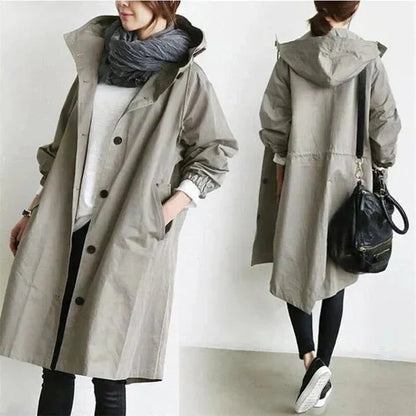 Regenmantel aus wasserabweisendem Stoff – Regenjacke mit großer Kapuze