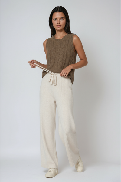 Strickhose aus Baumwolle mit Kordelzug – locker sitzend, gerade geschnitten, bequem