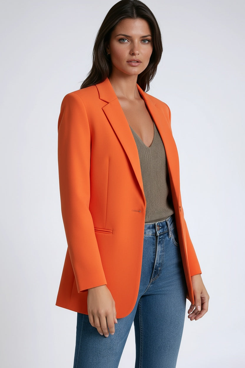 Longline-Blazer Damen aus Polyester in Orange – eleganter Damenblazer