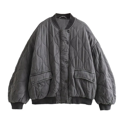 Locker geschnittene Steppjacke Damen grau