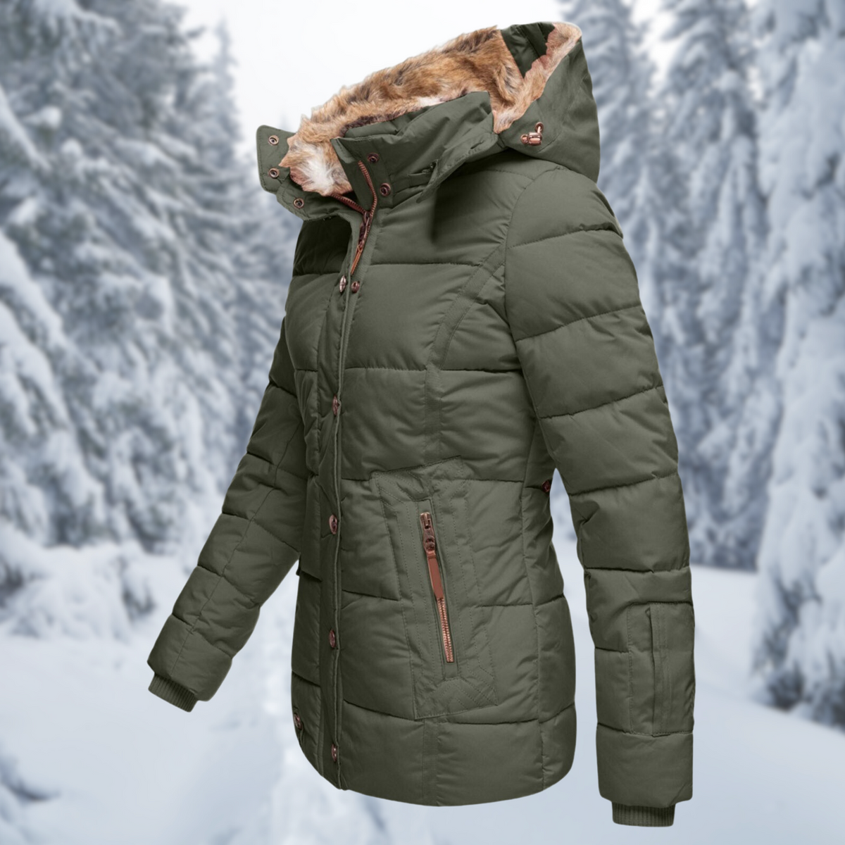 Damen Jacke mit Fellkapuze für den Winter