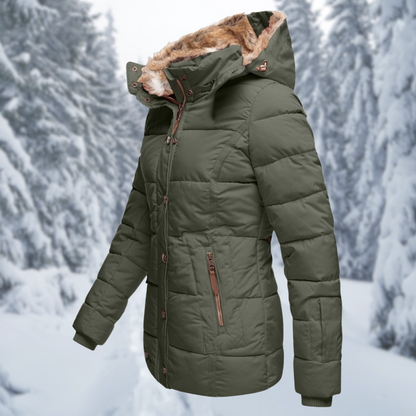 Damen Jacke mit Fellkapuze für den Winter