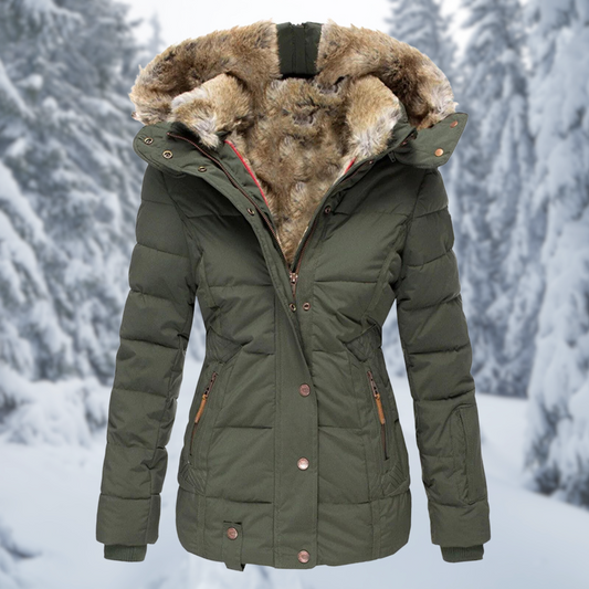Winterjacke Damen mit Fellkapuze elegant