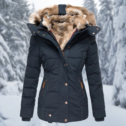 Wattierte Damen Winterjacke mit Kapuze
