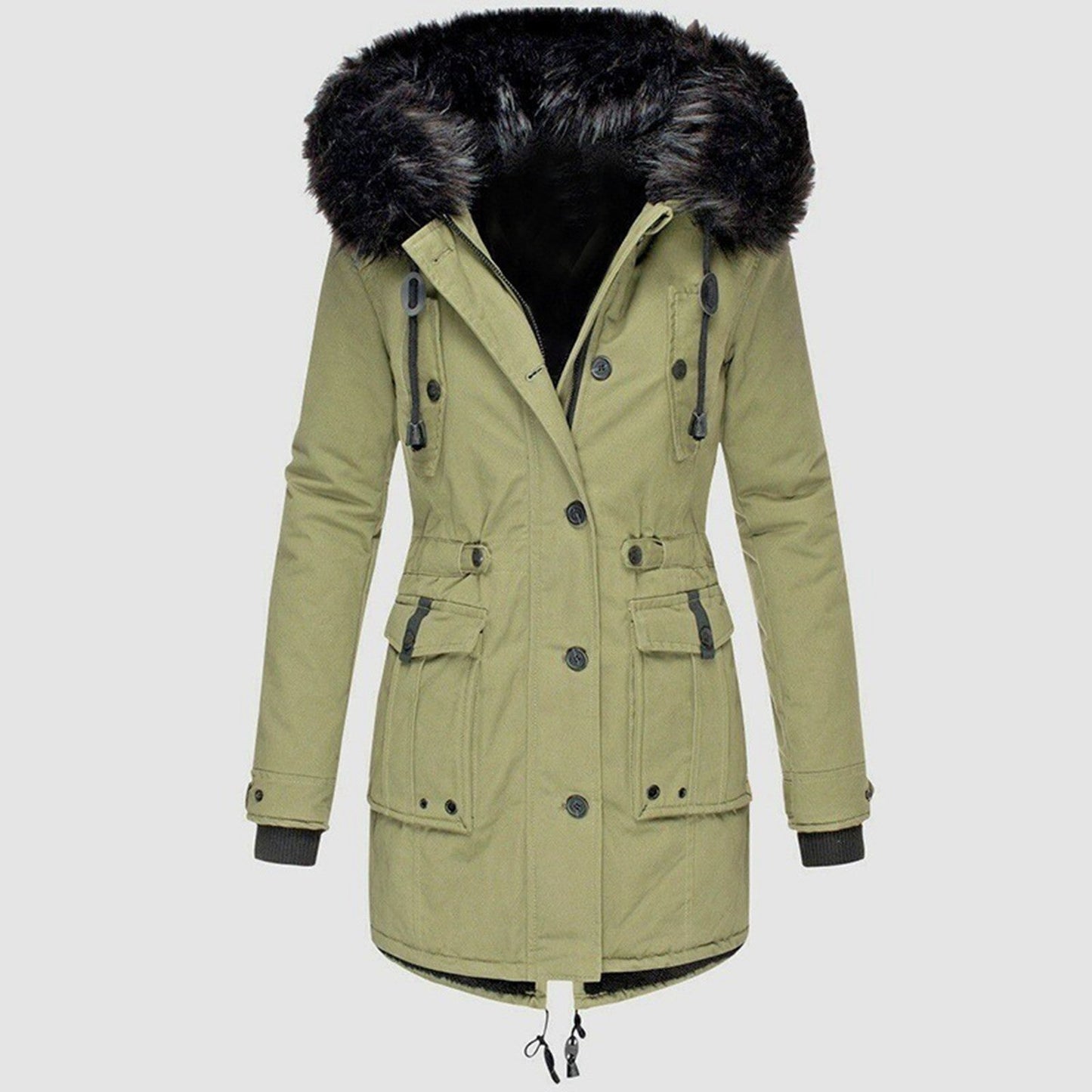 Warmer Damenmantel aus Baumwolle
