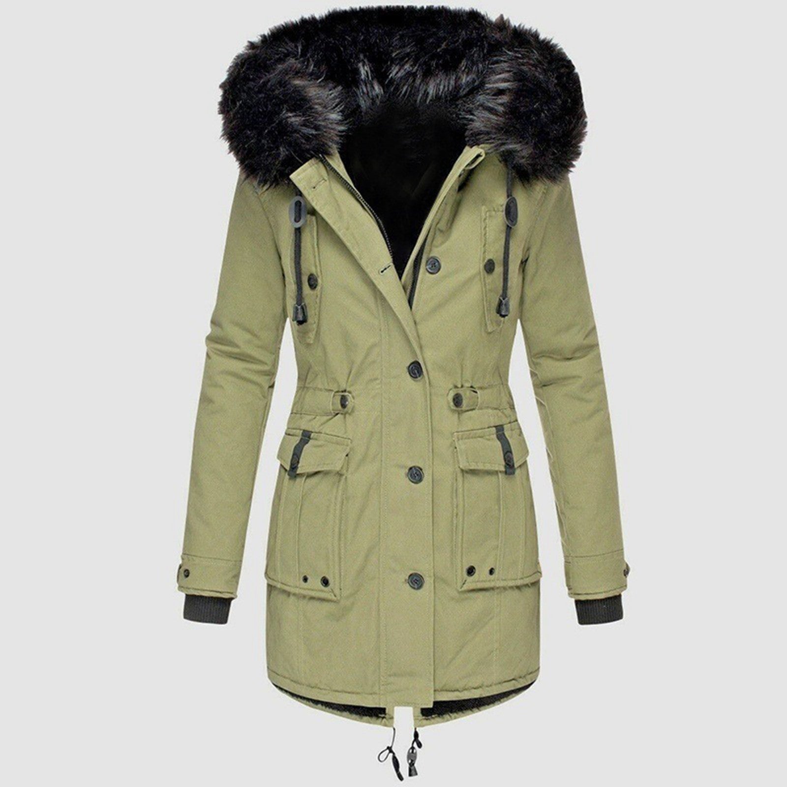 Warmer Damenmantel aus Baumwolle