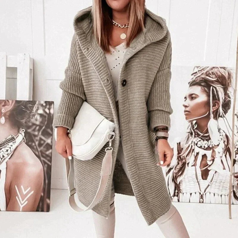 Kuscheliger langer Strickmantel Damen