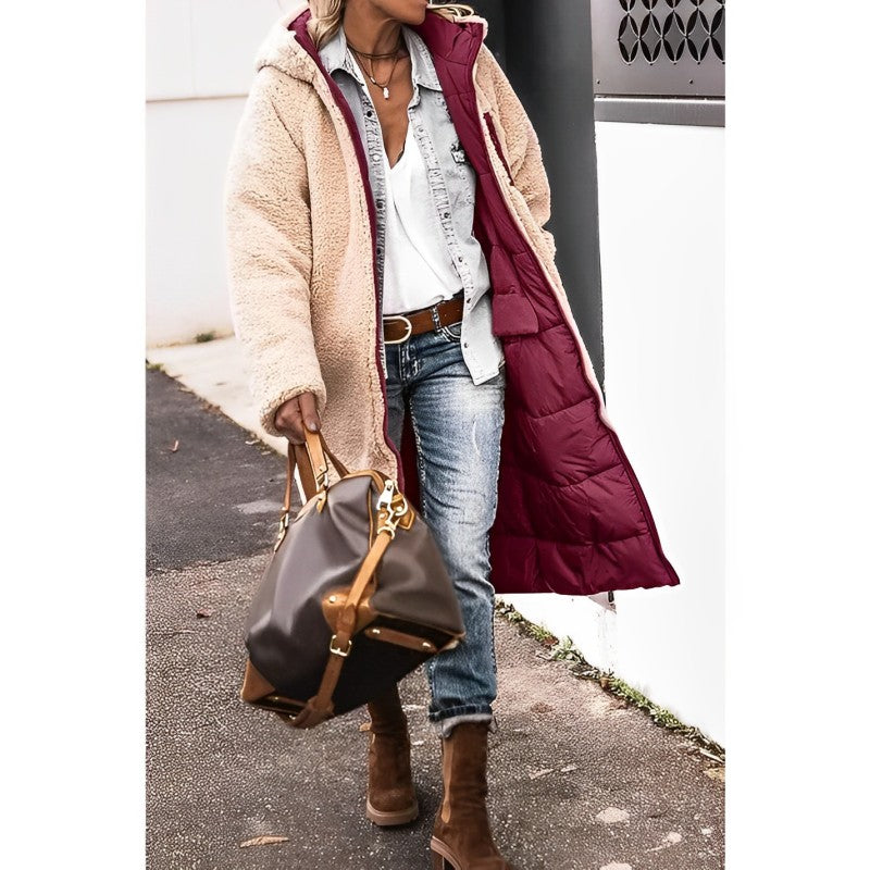 Warmer Wintermantel Damen mit Kapuze