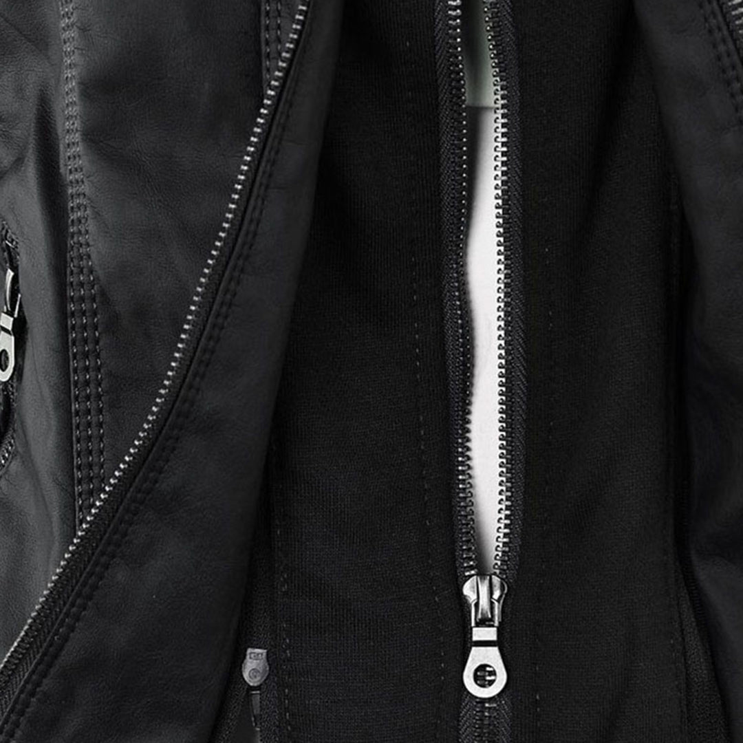 Lederjacke Damen aus Kunstleder mit Kapuze – Bikerjacke in Lederoptik