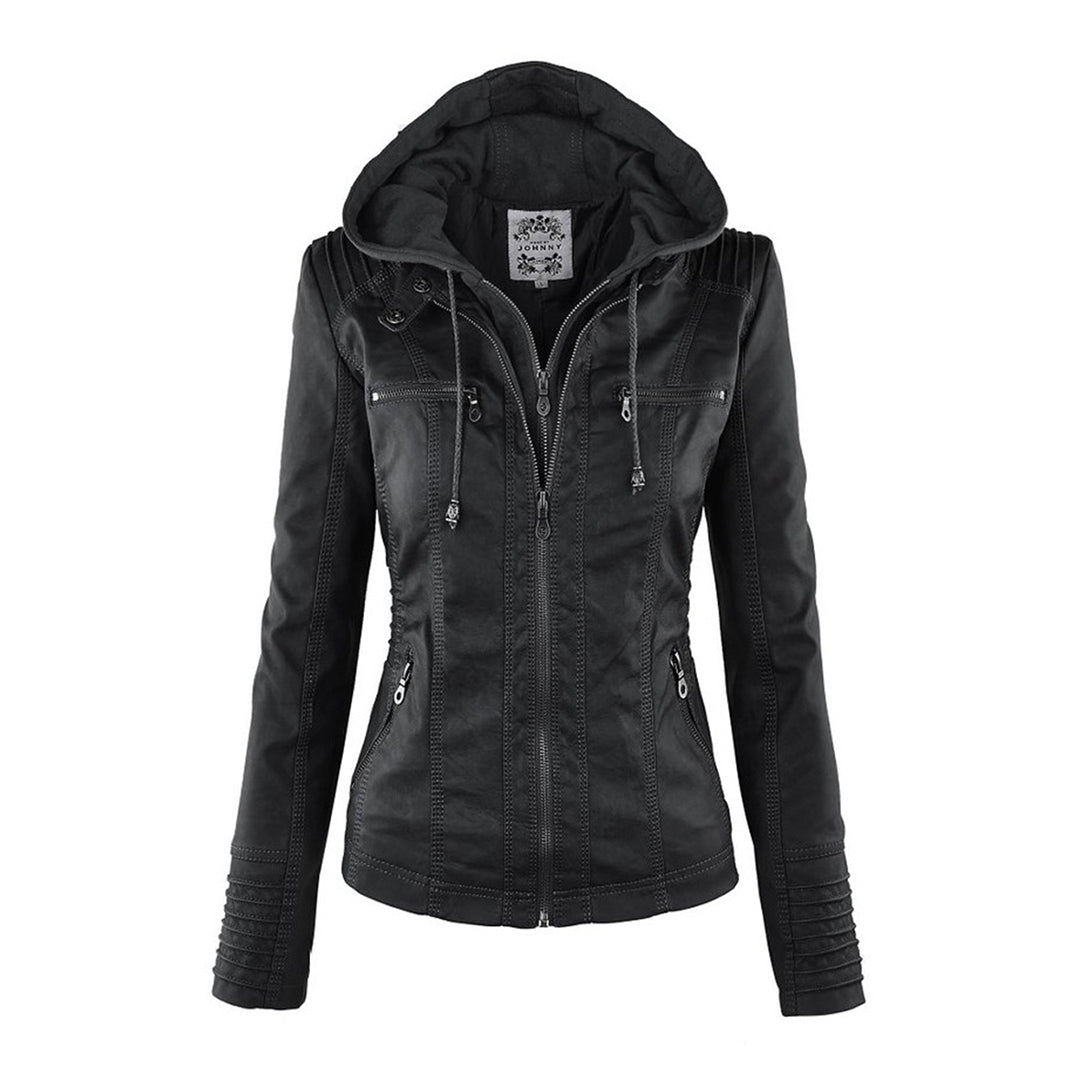 Coole Lederjacke Damen mit Kapuze