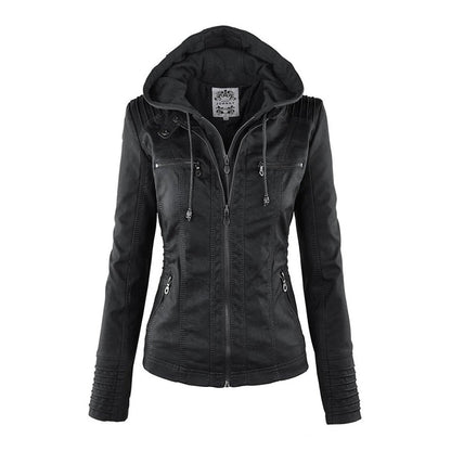 Coole Lederjacke Damen mit Kapuze