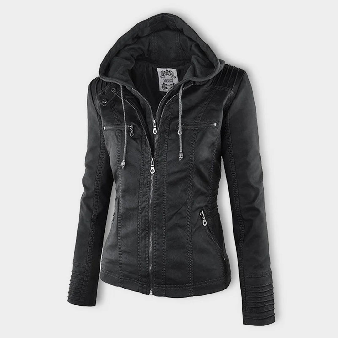 Kunstlederjacke Damen mit Reißverschluss