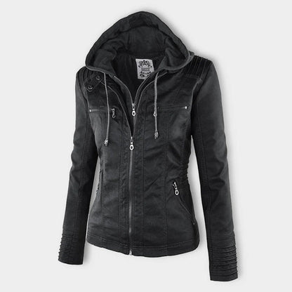 Kunstlederjacke Damen mit Reißverschluss