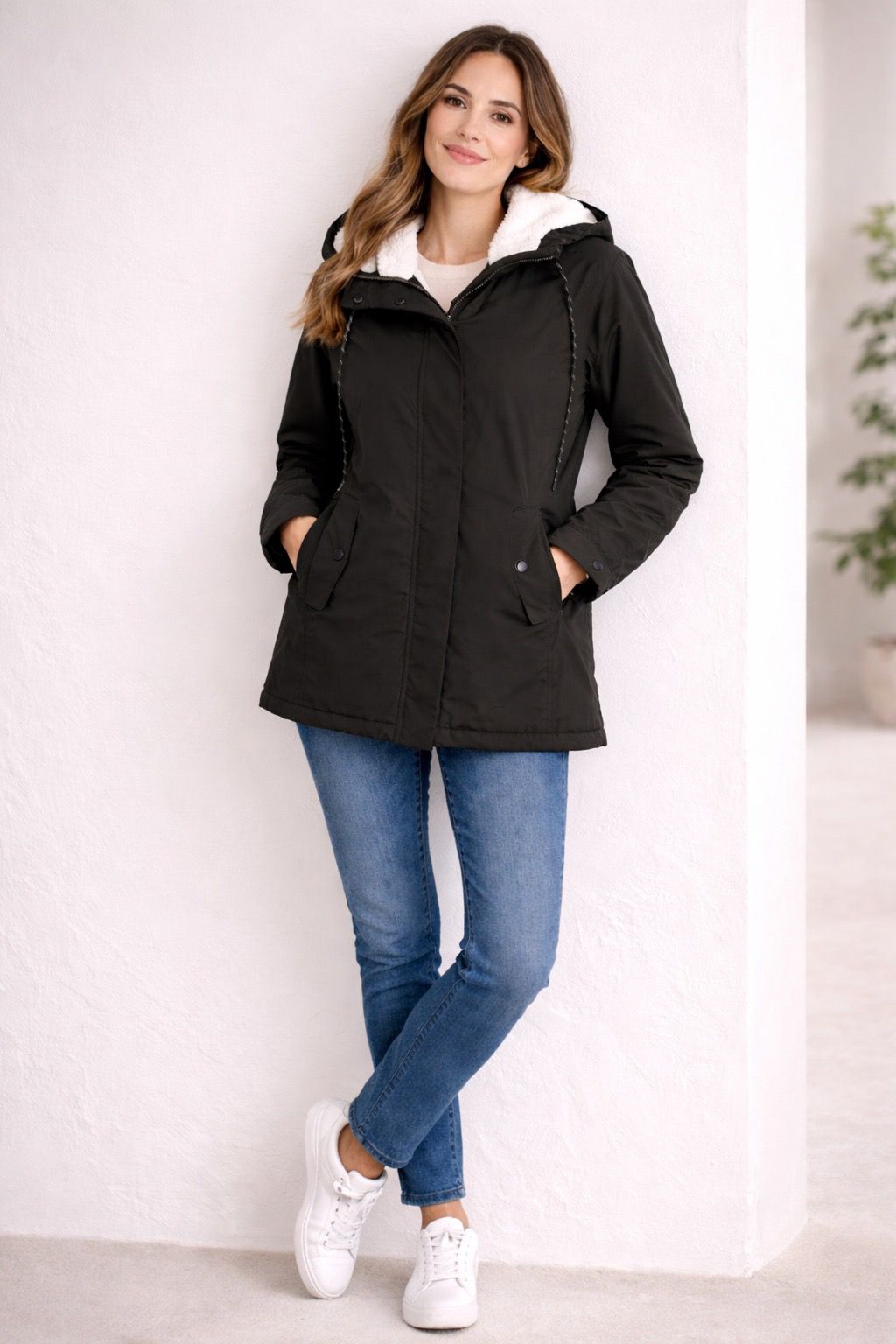 Warme Winterjacke Damen mittellang
