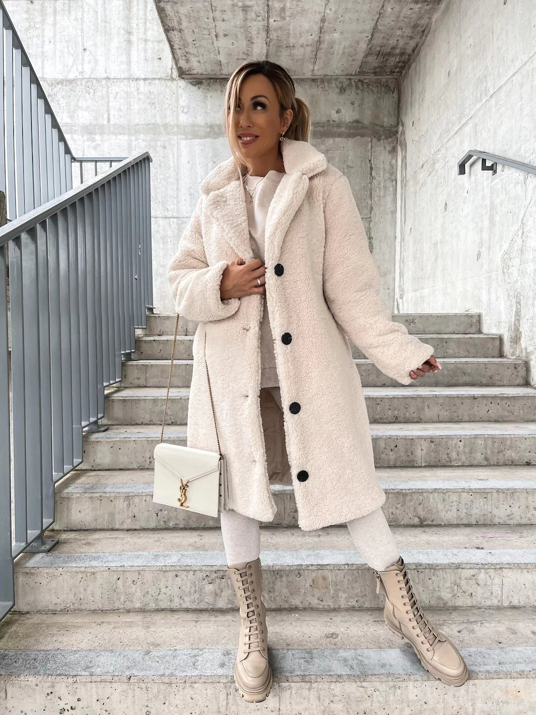 Damen Wintermantel lang eleganter Wollmantel