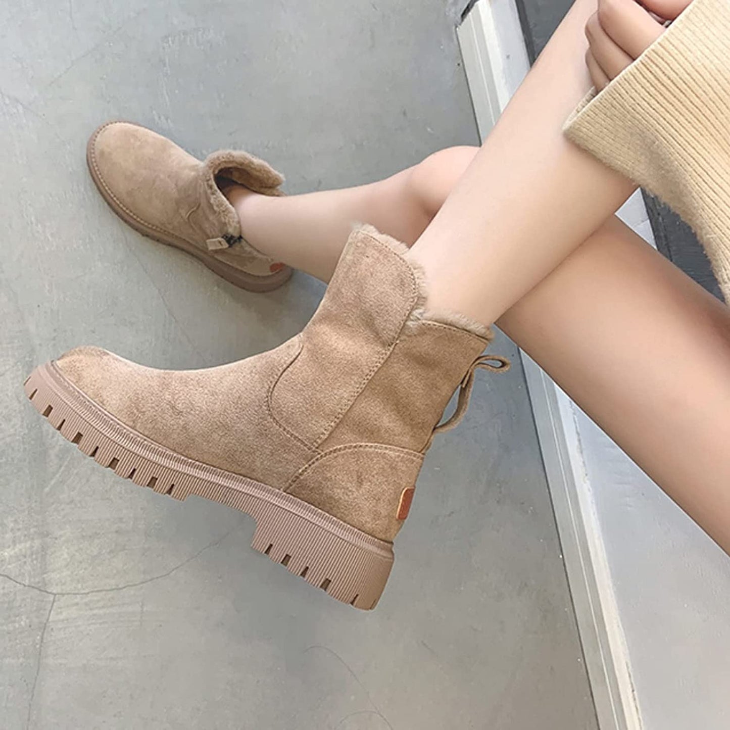 Gefütterte Winterstiefel Damen aus Wildleder