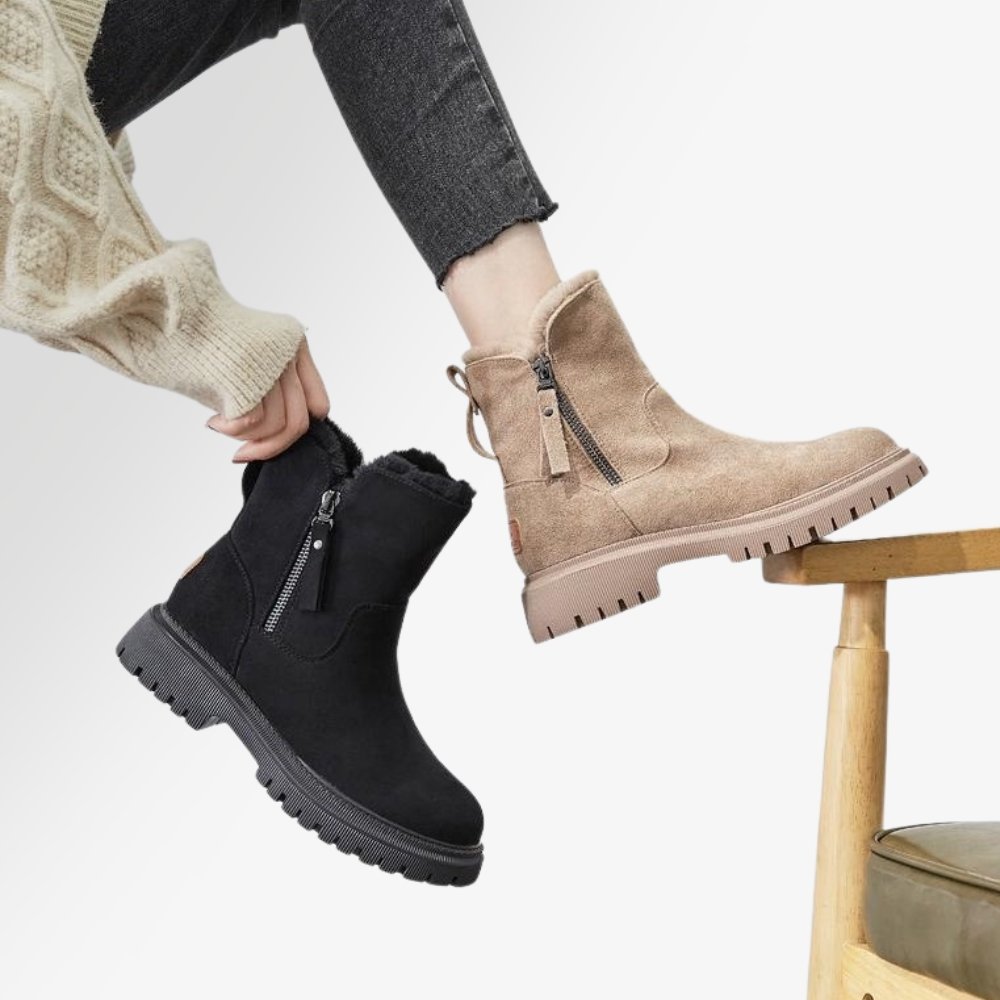 Warme Winterstiefel Damen in Schwarz