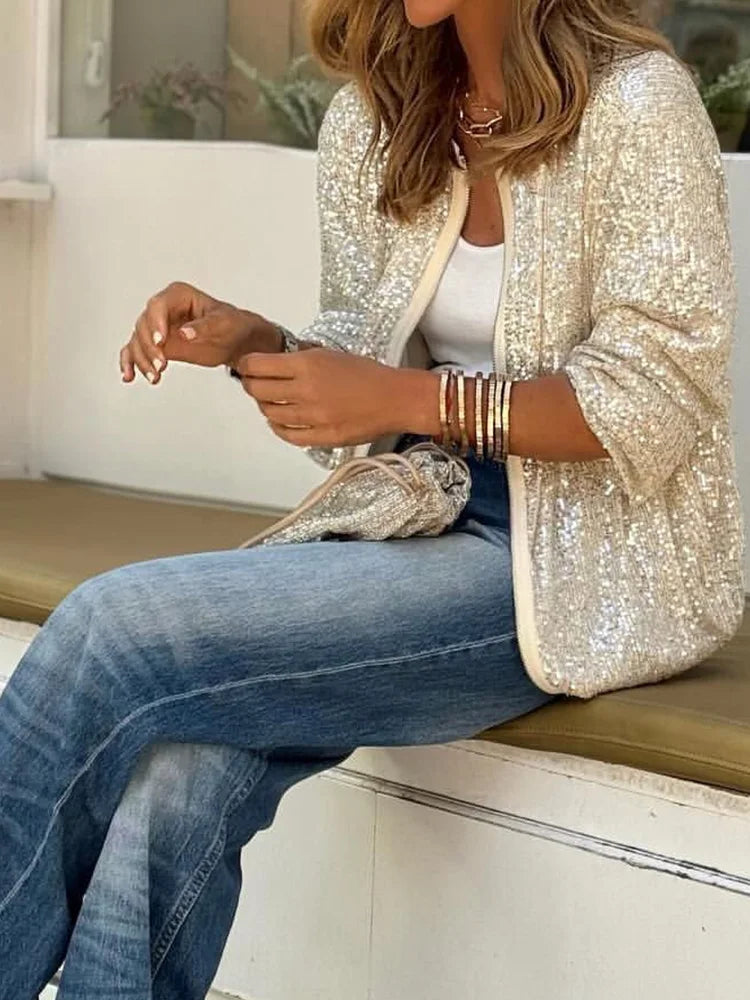 Bequeme Glitzerjacke Damen