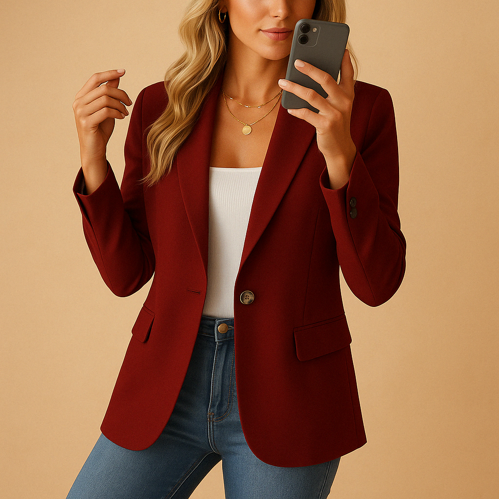 Blazer Damen aus Viskose – klassischer Business-Blazer mit Reverskragen und einem Knopf