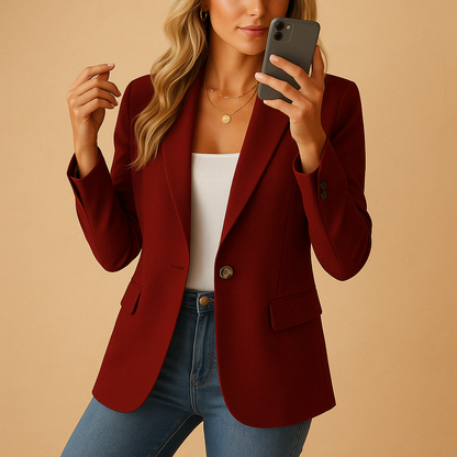 Blazer Damen aus Viskose – klassischer Business-Blazer mit Reverskragen und einem Knopf