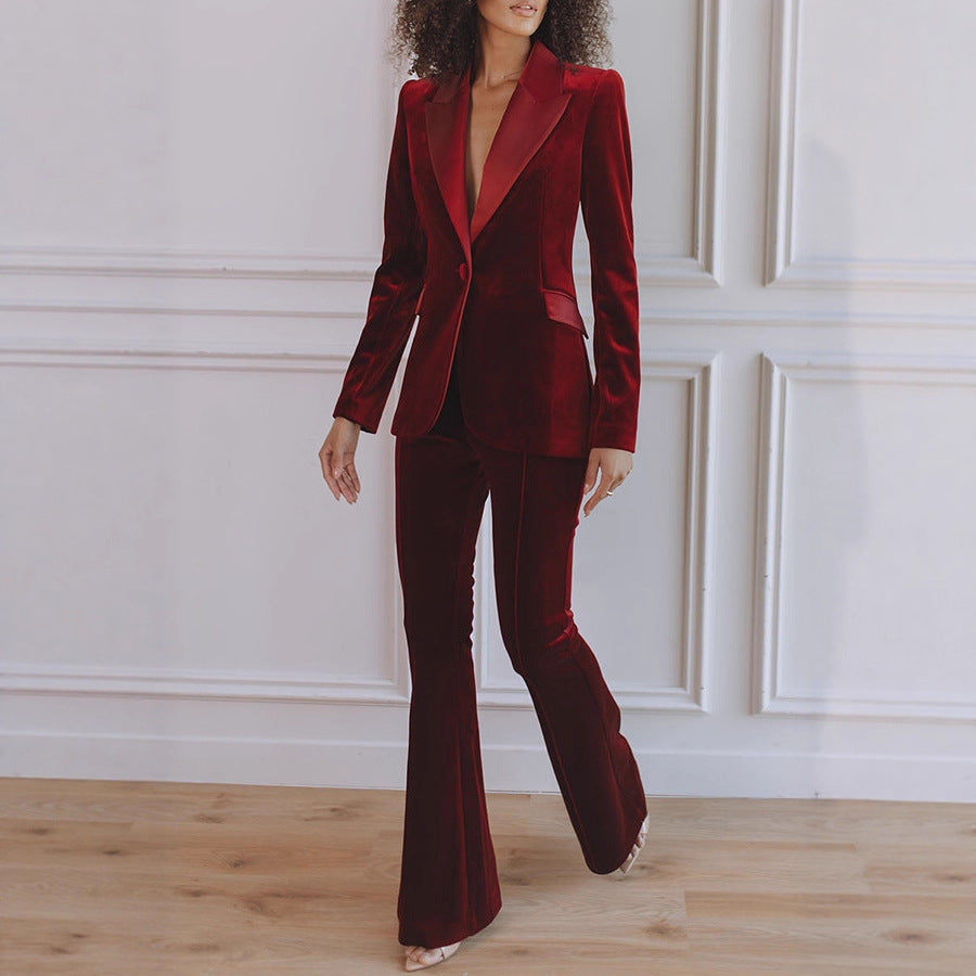 Damen Business Set Blazer und Hose – Zweiteiler mit Schlaghose