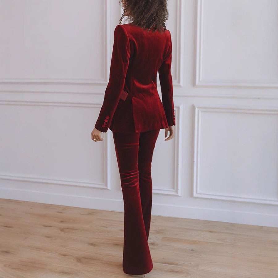 Damen Business Set Blazer und Hose – Zweiteiler mit Schlaghose
