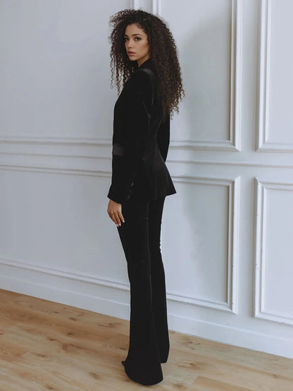 Damen Business Set Blazer und Hose – Zweiteiler mit Schlaghose