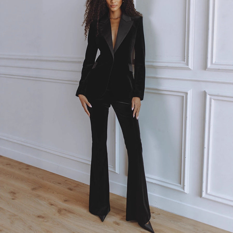 Damen Business Set Blazer und Hose – Zweiteiler mit Schlaghose