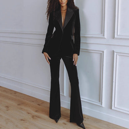 Damen Business Set Blazer und Hose – Zweiteiler mit Schlaghose