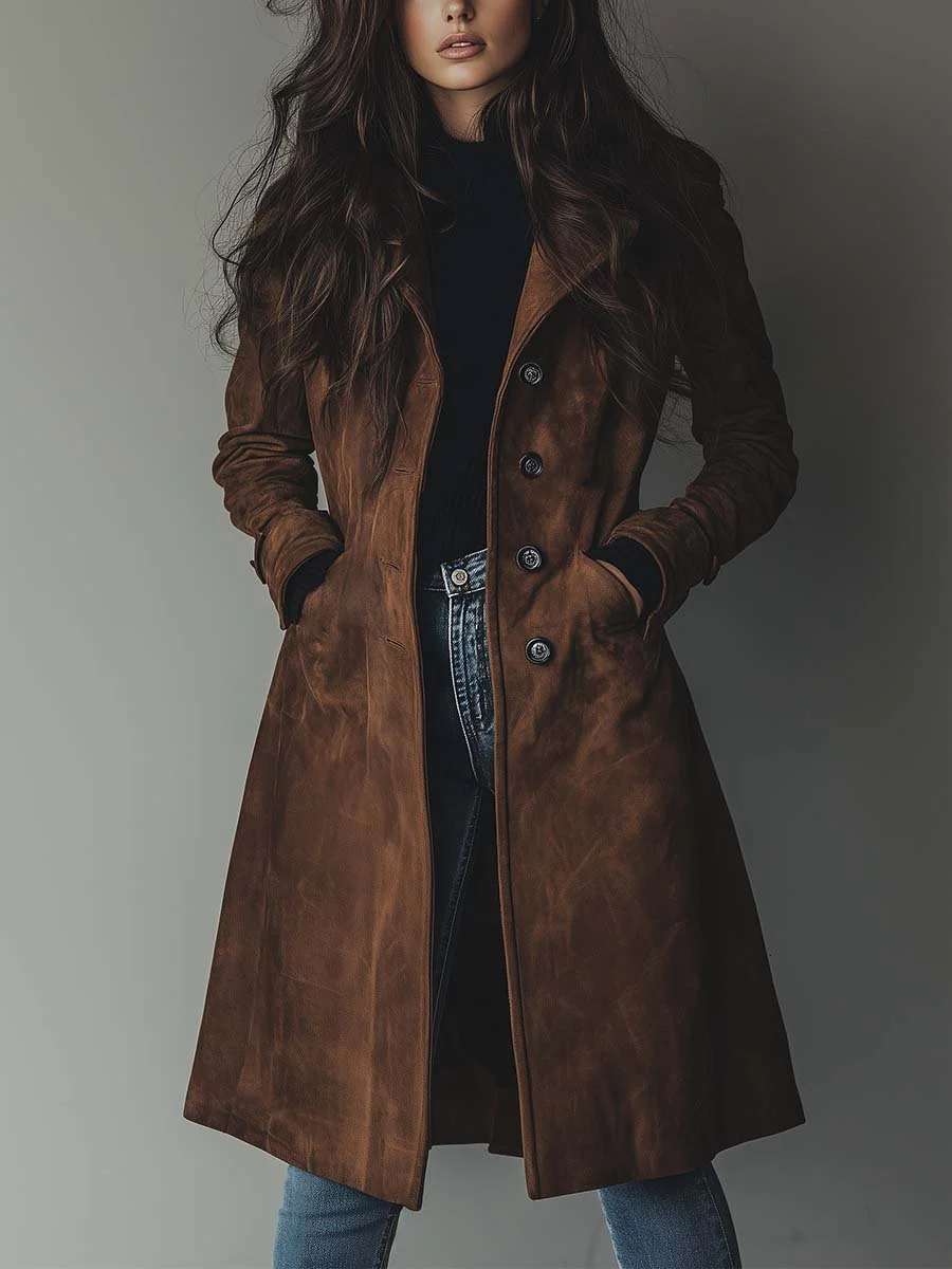 Trenchcoat Damen aus Wildleder Vintage