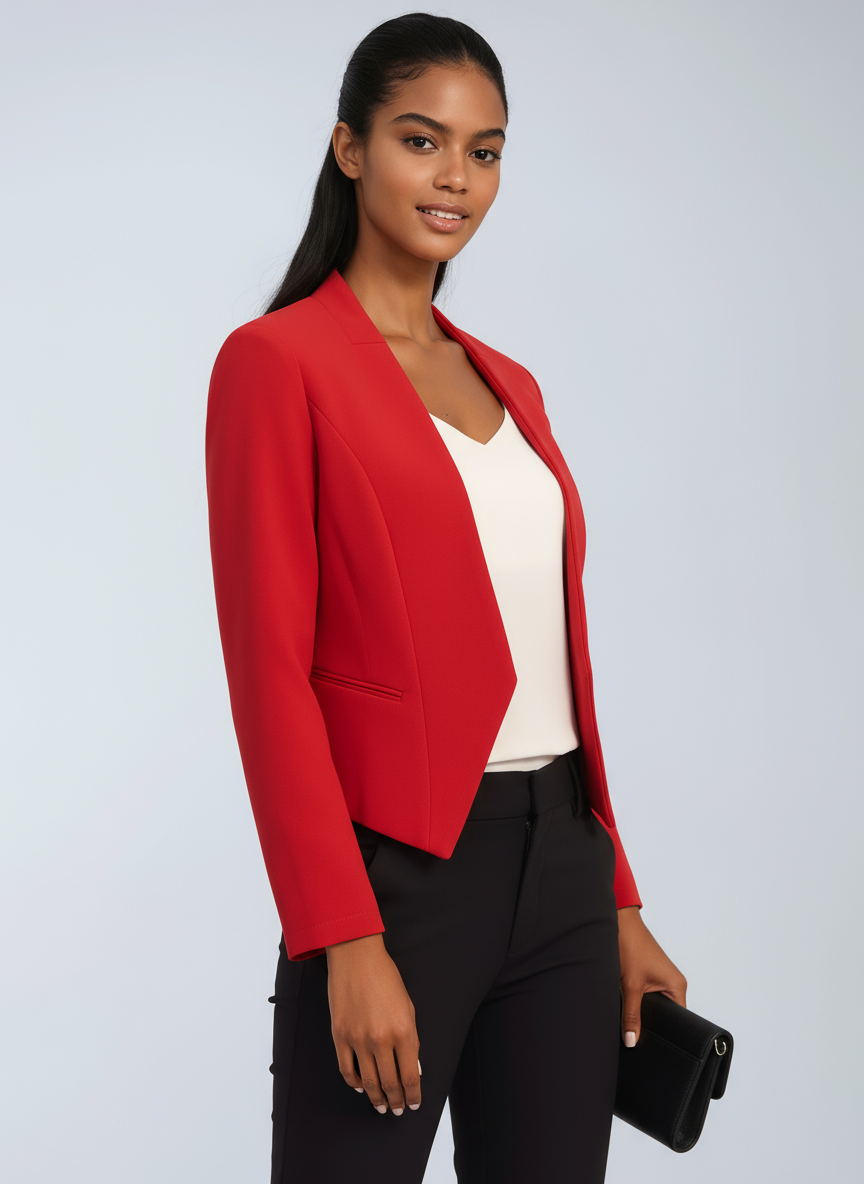 Cropped Blazer Damen aus Polyester – kurzer Blazer, Detailansicht