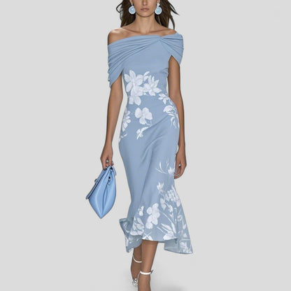 Midikleid Damen aus Polyester mit Statement-Print – elegantes Kleid, Detailansicht