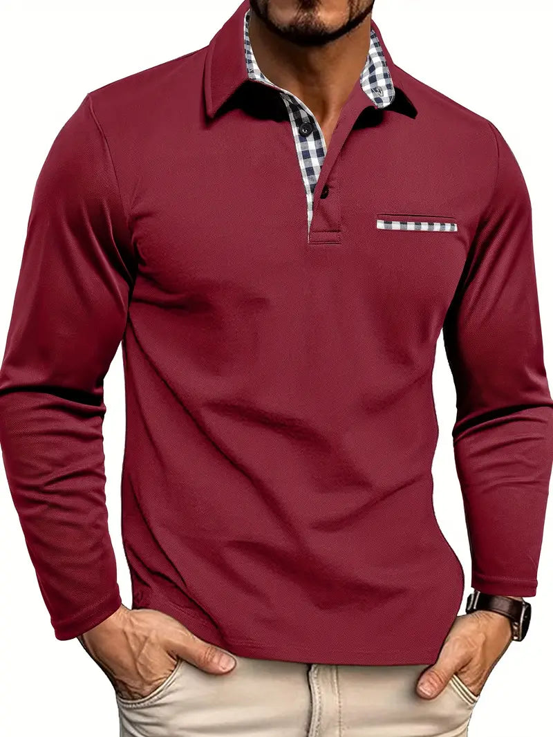 Warmes Winter-Polo Herren mit Knopfleiste