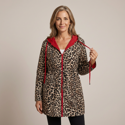 Damen Jacke mit Leopardenmuster und Kapuze
