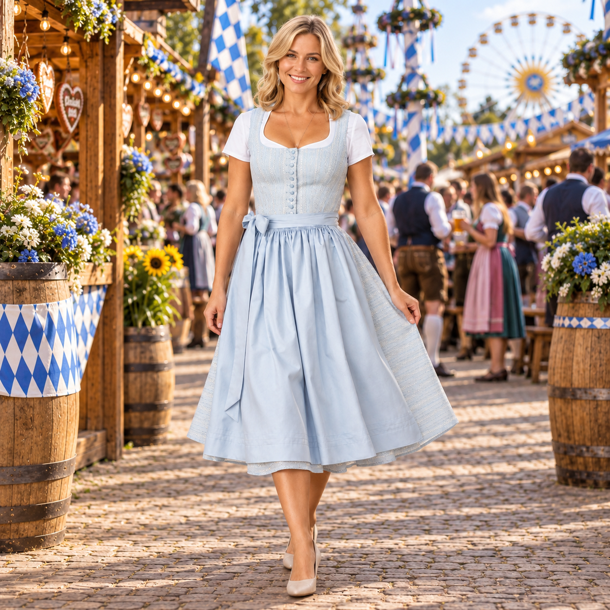 Damen Oktoberfestkleid klassisch mit Schleife – Trachtenkleid