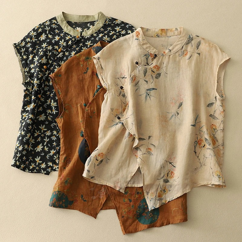 Florales Top Damen ohne Ärmel
