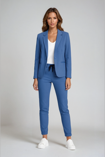 Set aus Leinenblazer und Hose – Hosenanzug mit Hose mit Kordelzug, elegant und bequem