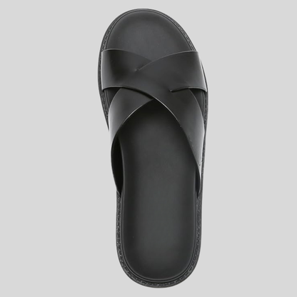Elegante Sandalen Herren mit gekreuzten Riemen und komfortabler profilierter Sohle