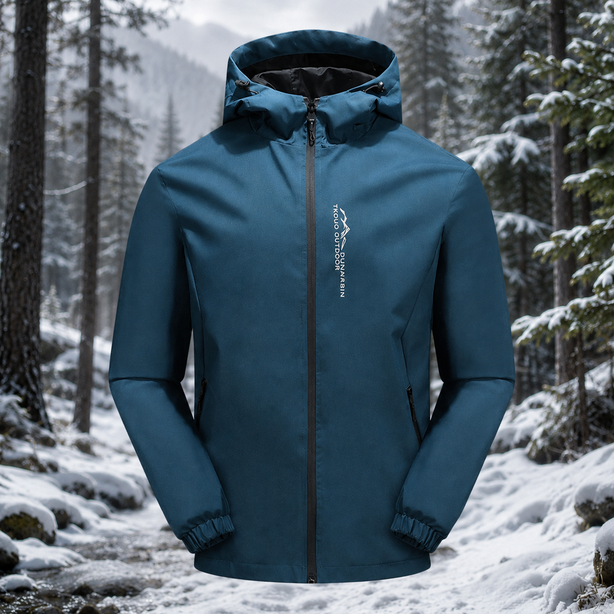 Outdoor-Jacke mit Kapuze aus Polyamid – wasser- und windabweisend