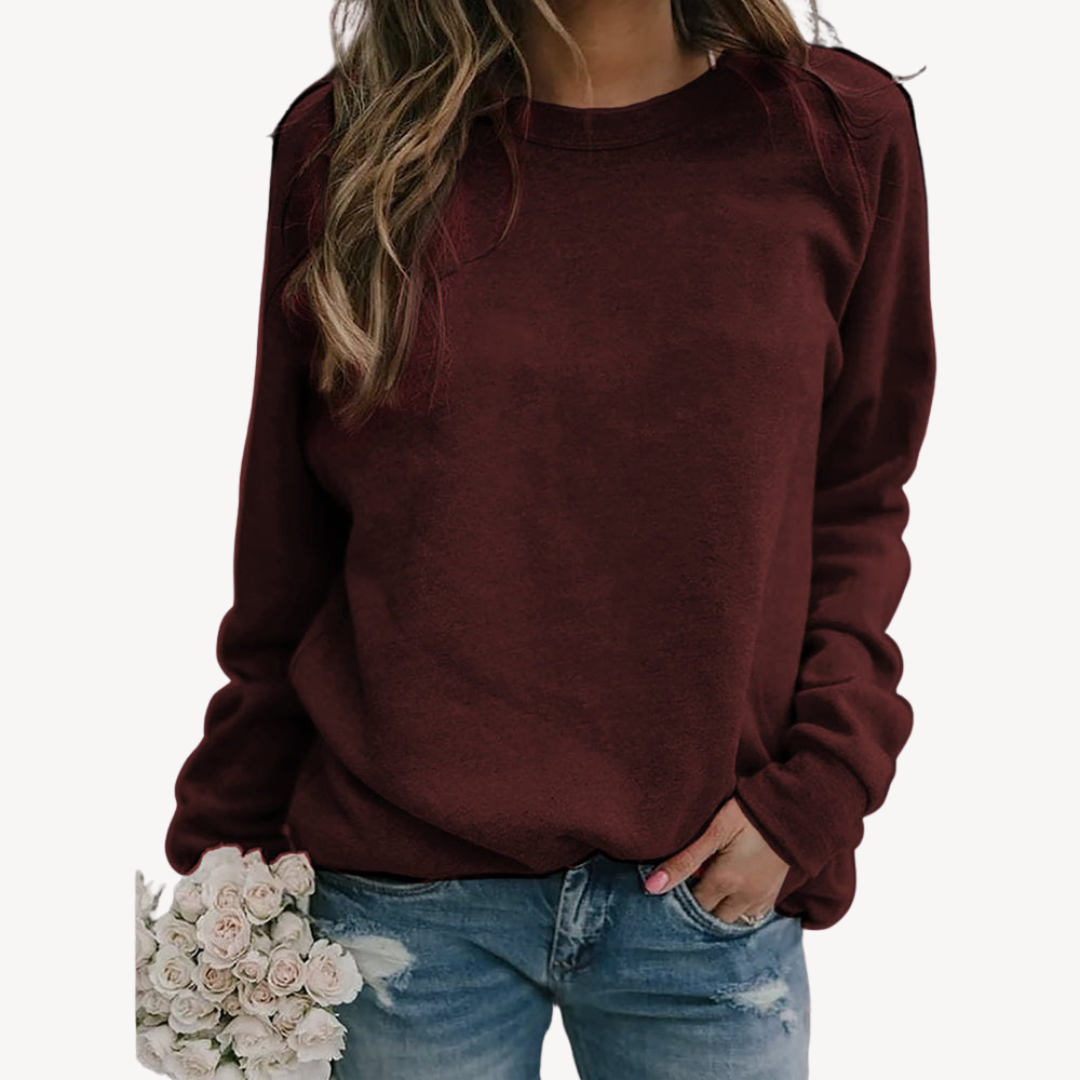 Sweatshirt Damen aus Baumwolle in Bordeaux – Rundhals-Pullover im Relaxed Fit