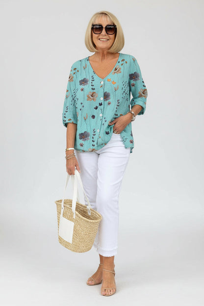 Luftige Bluse Damen mit 3/4-Arm