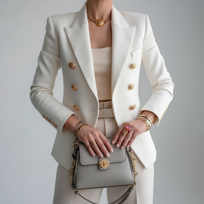 Zweireihiger Leinenblazer – Taillierter Blazer mit Reverskragen