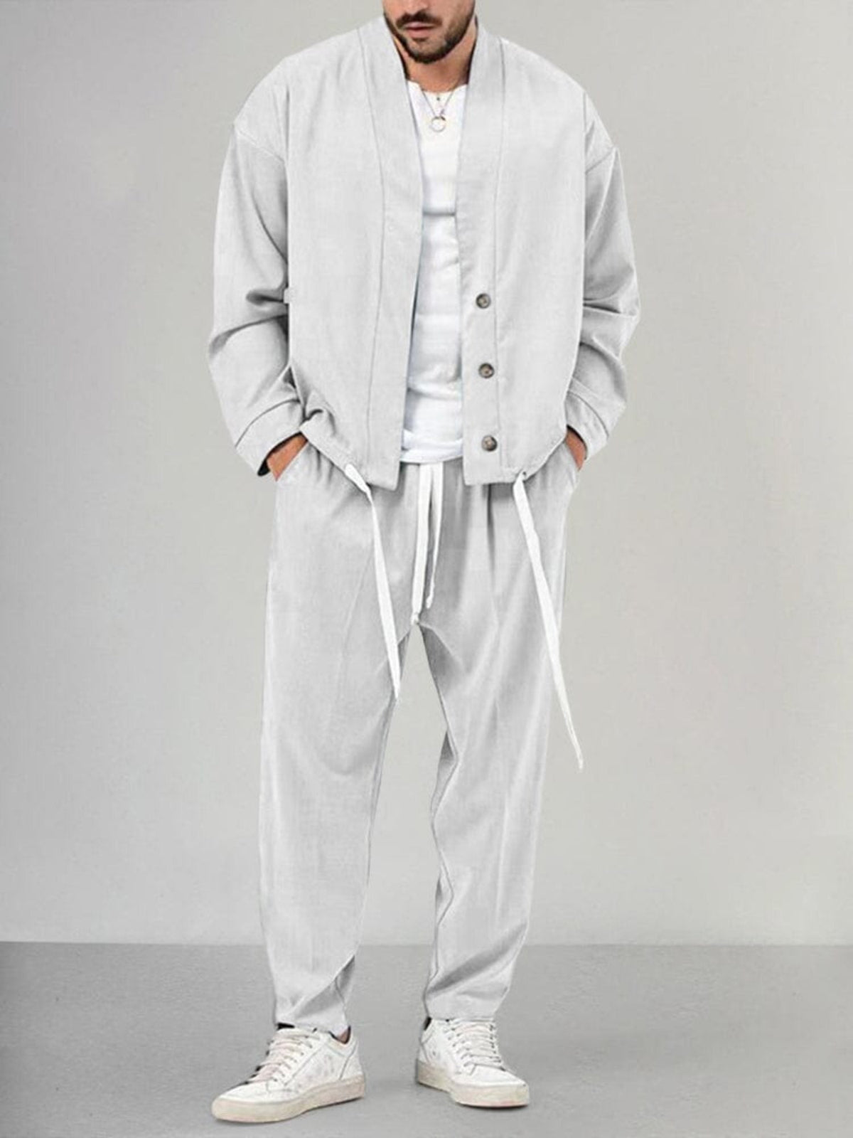 Herren-Set aus Baumwollmischung – eleganter casual Zweiteiler für Freizeit und Business