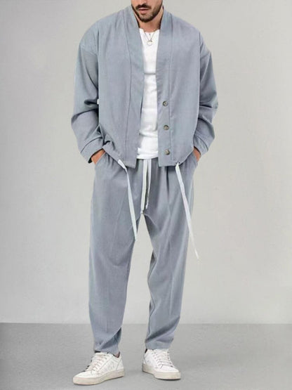 Herren-Set aus Baumwollmischung – eleganter casual Zweiteiler für Freizeit und Business