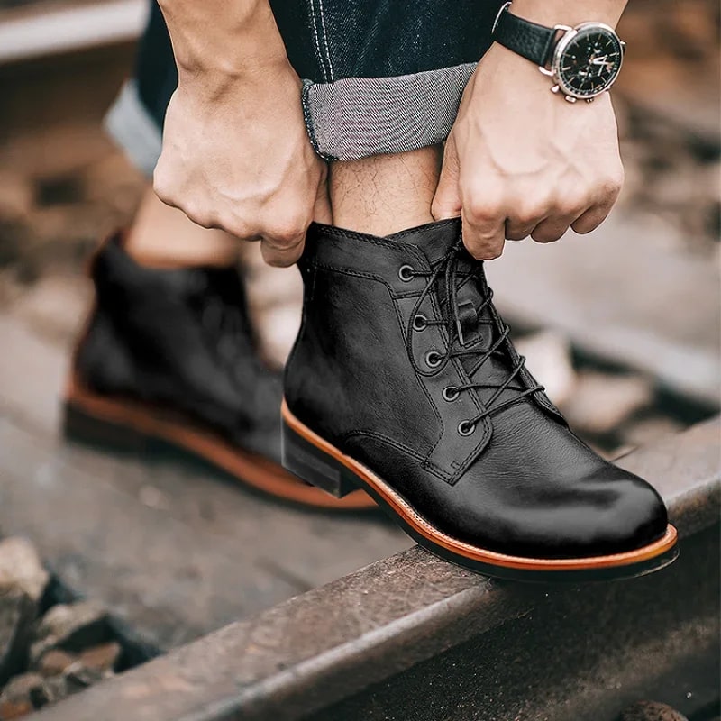 Warme Herren Stiefel mit Profilsohle