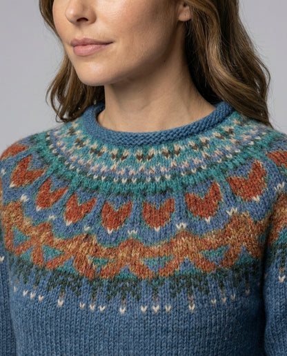 Strickpullover Damen aus Polyester – Islandstrick, Nahaufnahme Muster